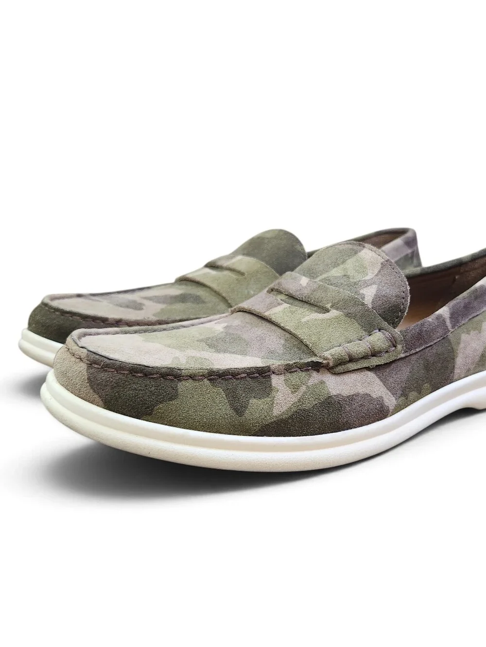 Johnston & Murphy Camo Suede Slip-On Loafer Brown Green Men's Size 10M 24-5738